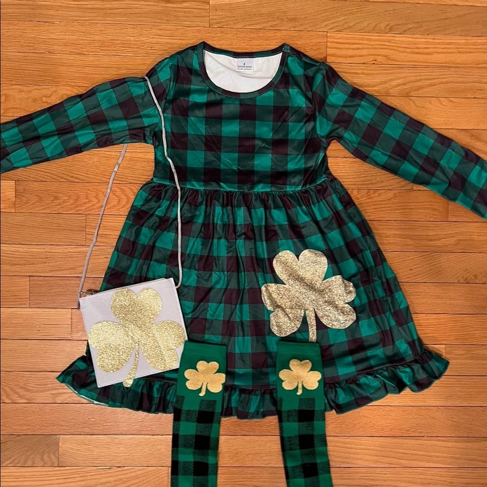 St Patty’s Day dress, socks and purse